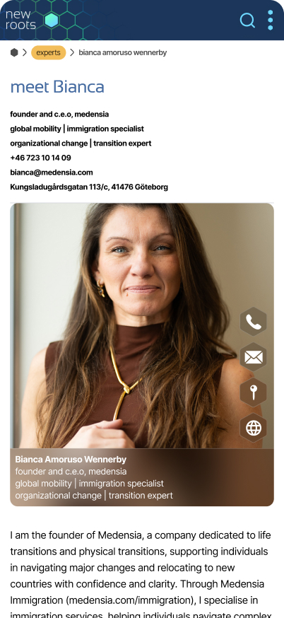 NewRootS mobile interface shown on iPhone mockup